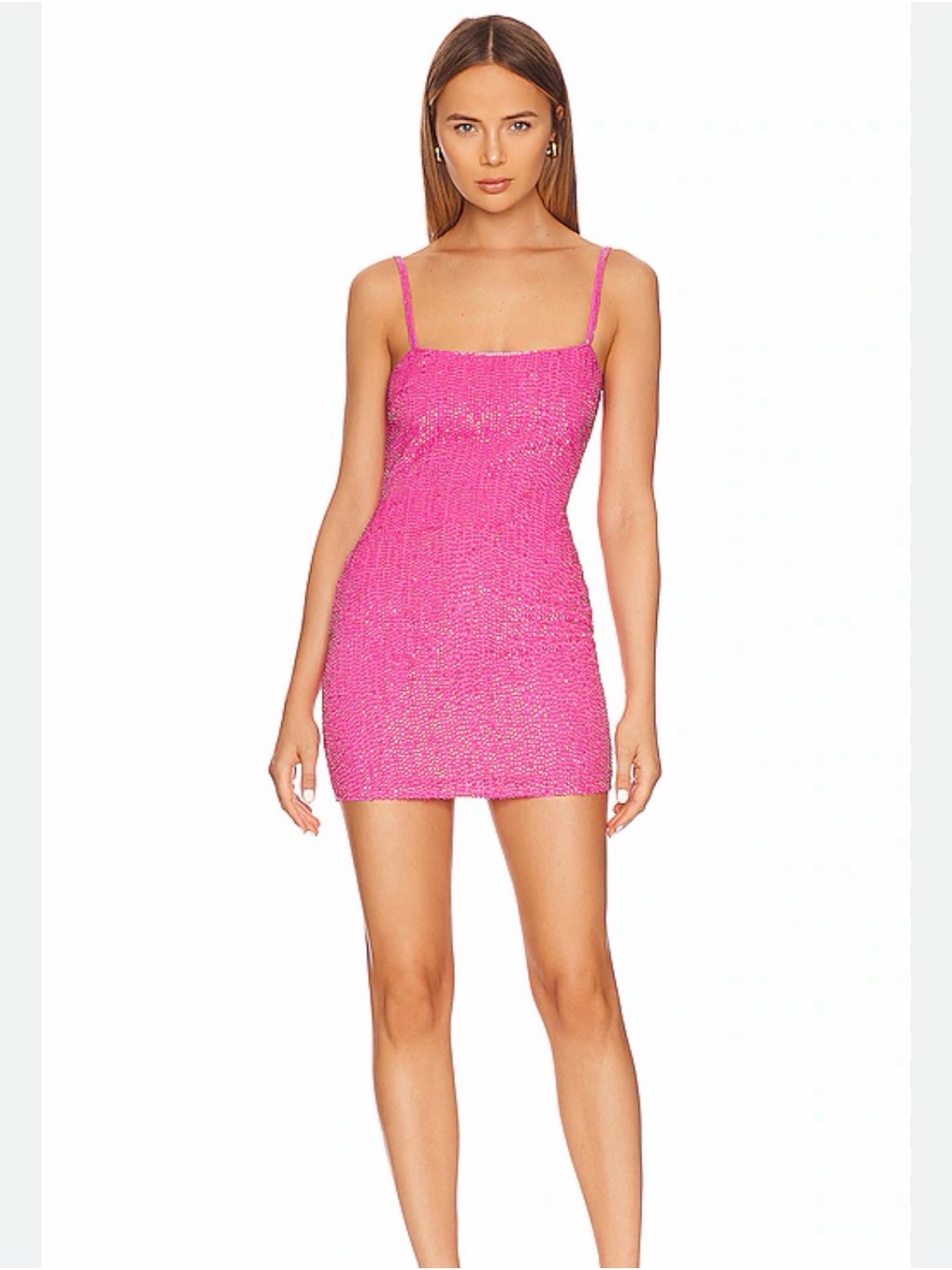 H:Ours Juniper Mini Dress- Pink Sparkle Mini Bodycon Dress With Spaghetti Straps